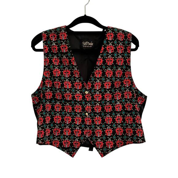 Bob Mackie Ladybug Vest Silk Size Large Novelty - Picture 7 of 8